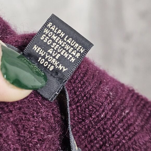 Ralph Lauren Black Label Womens XS Merlot Cashmere Cable Knit‎ Buckle Sweater - Picture 7 of 10